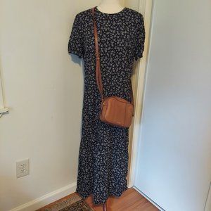 Talbots Size 14 Black and White Floral Midi/Maxi Dress